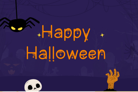 Happy Halloween Font: Weaving Spooky Charm and Whimsical Web Details into Your Design