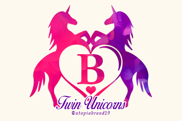 Twin Unicorns and Heart Monogram: A Creative Asset